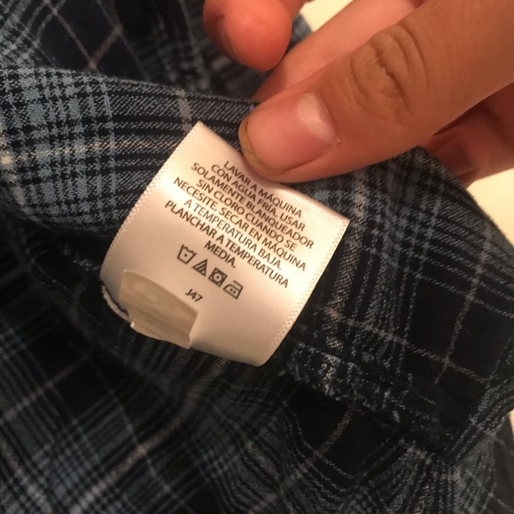 Blue plaid button down tee - Picture 3 of 4